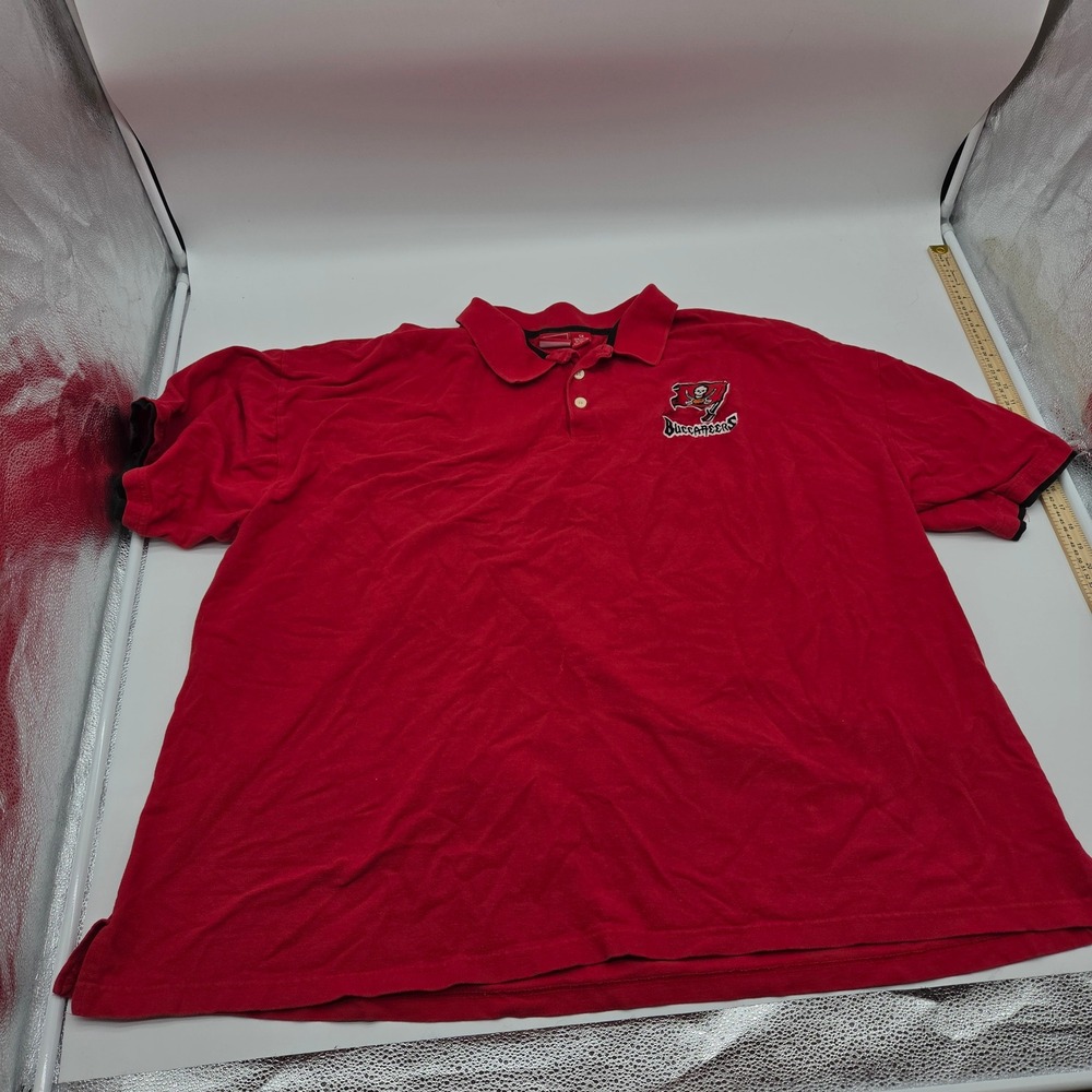 NFL Tampa Bay Buccaneers Mens 5X Red‎ Cotton Pique Polo Shirt Short Sleeve Logo